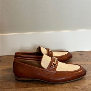 Elegant Brown and Cream Leather Loafers